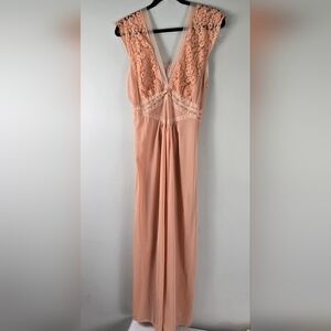 Vintage 1940's Lady Edso Nylon Peach Lace Nightgown Slip Dress Size 40
